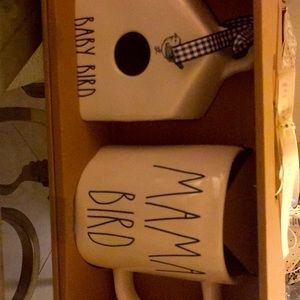 Rae Dunn mama bird mug and baby bird house